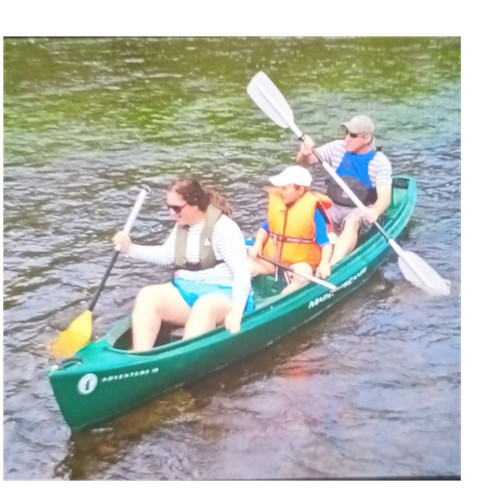 Green open top canoe - open,