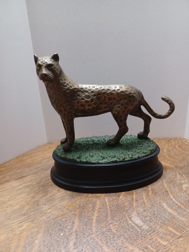 Brass cheetah statue heavy - brass,