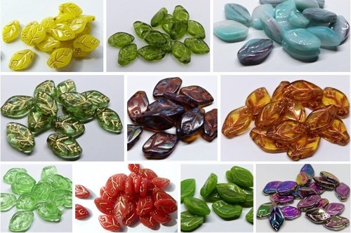 Czech glass leaf drop - 12,