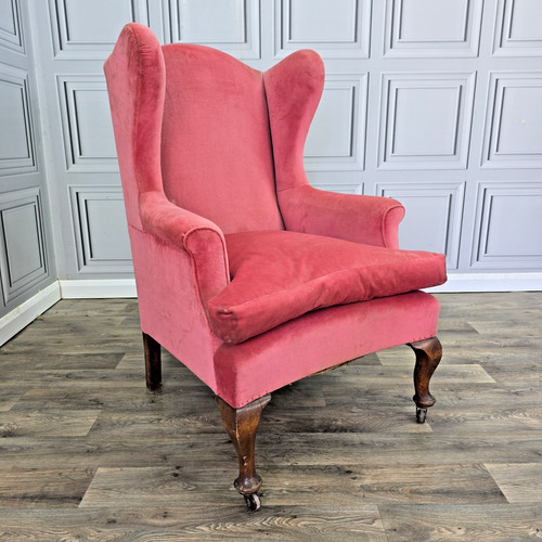 Antique wingback armchair - wingback, pink