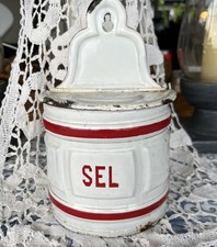 Vintage French Enamel Salt pot
