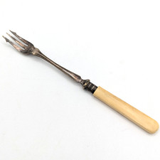 Antique English Silver Plated Bone Handled Pickle Fork Hallmarks AA EP 7.5" Long
