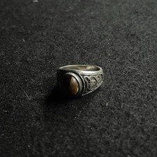 Serge Denimes Amber Stone Ring sterling Silver 925 Size W