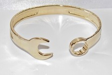  9CT GOLD ON SILVER MEN'S HEAVY SPANNER BANGLE