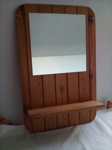 Pine wooden mirror - , shelf
