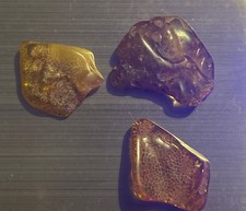 3 Lovely Antique Baltic Genuine Amber Polished Translucent Gem, 6.46 g