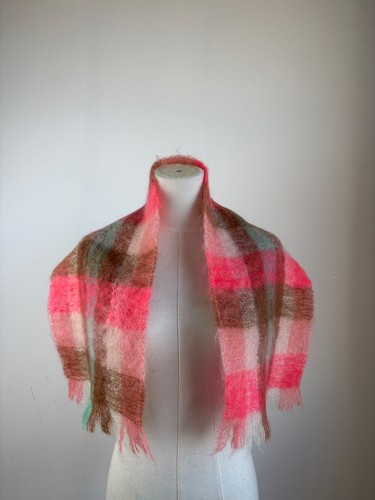 Vintage 60s plaid mohair scarf - 60s,