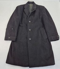 ALEXANDRE Crombie Overcoat XL Black Men's Wool Quilted Lining Classic