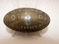 Antique Welsh Brass Miners Tobacco Snuff Tin THOMAS THOMAS 1899 GOOSEBERRY HILL