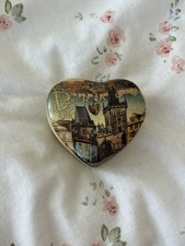 Vintage Small Praga Souvenir Heart Shaped Ceramic Trinket Box Used condition