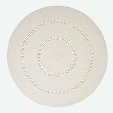Natural Crochet Round Rug 150cm Handwoven Cotton Braided Reversible Mat