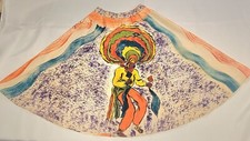 VTG 50s 1950s Mexican Full Circle Cotton Skirt Hand Painted Dancer Maracas Music