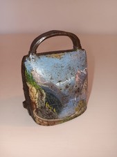 Antique Hand Painted Swiss Austrian Cow Goat Bell Souvenir Mountain Lake Souveni