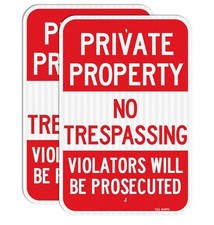 2 Pack) Large Private Property No Trespassing Sign, 18" x 12" Engineer Grade.