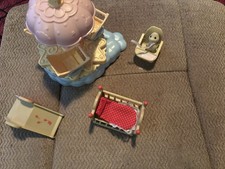 Sylvanians(396) With Baby Merry Go Round , Slide, Cot And Chair With Baby Duck