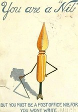 Vintage Alphalsa Comic Postcard Nib Pen Walking Stick Funny 1910s-1920s