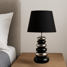 Silver black ceramic pebble - silver,