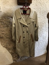 Reduced! Louis Feraud Designer Cream Summer Mac with leather trim size 16