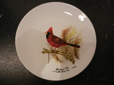 ars mudi hand painted chinese porcelain plate cardinal 1950s, shark feng ma