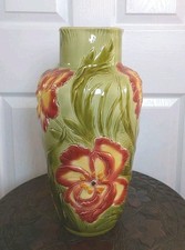 ANTIQUE LARGE SARREGUEMINES MAJOLICA POTTERY VASE.
