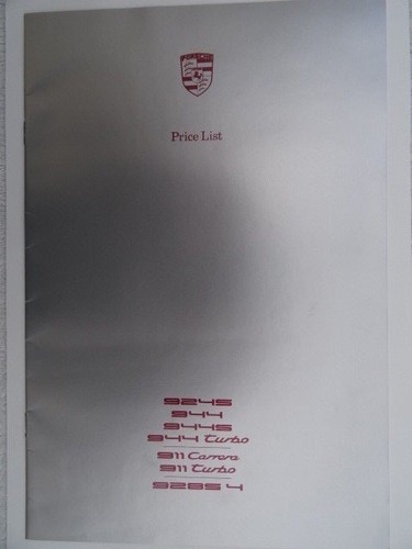 Porsche price list 1987 911 - price,