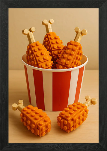 Lego fried chicken framed - fried,