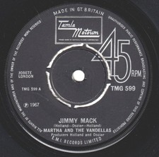 Martha and the Vandellas Jimmy Mack 7" vinyl UK Tamla Motown 1967 4 prong label
