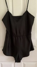 Ladies M&S Black Lace Trim, Body Suit. Elasticated Waist. Size 16. Bust 38ins