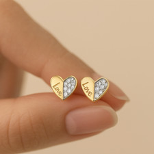 9ct gold  stud earrings heart