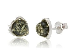 NATURAL BALTIC AMBER STERLING SILVER 925 Gemstone Small Earrings Stud & Box
