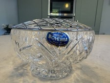 Vintage Bohemia Mayfair Czechoslovakia Lead Crystal Glass Rose Bowl New in Box