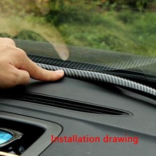 Carbon Fiber Rubber Car Dashboard Windshield Gap Sealing Strip Kit Accessories