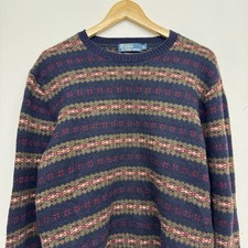 Polo Ralph Lauren Sweater XL Fair Isle Vintage Lambswool Shetland Nordic Pattern