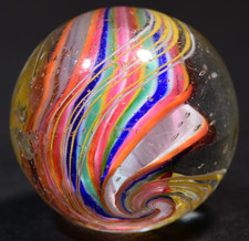 Double Razor Ribbon German Handmade Antique Marble Radiant Spectrum 17.8mm 11/16