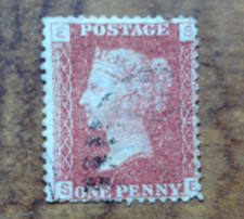 GB QV   One Penny Queen Victoria Stamp Used Letters E S. Free UK Postage