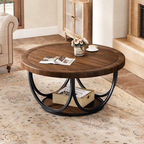 Round coffee table 80cm walnut - round,