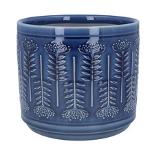 Glazed Navy Blue Pot, Protea