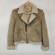 Schott Perfecto Suede Leather Jacket XS Sherpa Lined Fleece USA Made Size 34