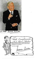 NORMAN WISDOM HAND SIGNED PHOTO COMEDIAN MESSAGE KNIGHTHOOD SIGNED COMP SLIP