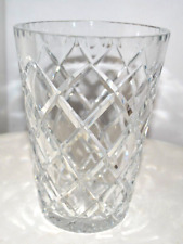 Royal Brierley- Crystal Cut Glass Vase- Diamond Etched & Heavy- Signed-Vintage