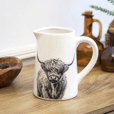 Monochrome Highland Cow Jug