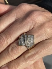 9ct gold diamond 1.5ct baguette & round cut heavy cluster ring 4.8 Grams