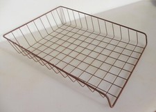 Retro Wire Paper Tray Desk Tidy Office Old Reception School Brown Plastic £7each
