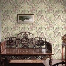 Cream Green Floral Wallpaper Birds Butterflies Thick Quality Bedroom Feature