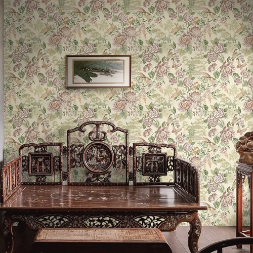 Cream green floral wallpaper - floral,