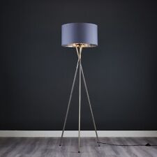 Tripod Floor Lamp Standard Standing Reading Light Living Room Brushed Chrome