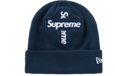  Supreme New Era Cross Box Logo Beanie - Navy - FW20