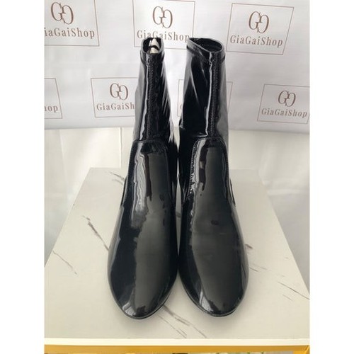 Black patent pull ankle - black, on
