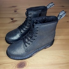 Dr Martens Delaney Metallic Black Silver Pebble Metallic Split Size 3 UK
