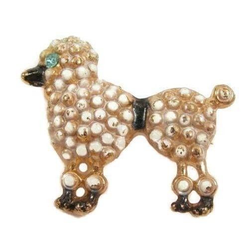Vintage poodle dog brooch gold - brooch,